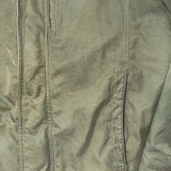 Dockers Stain Defender Full Zip Button Down Coat Green With Brown Collar Size XL - Picture 8 of 11